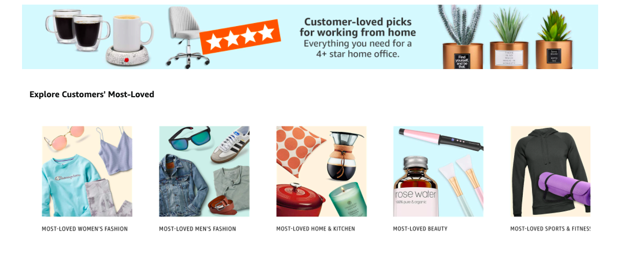 Amazon landing page with review