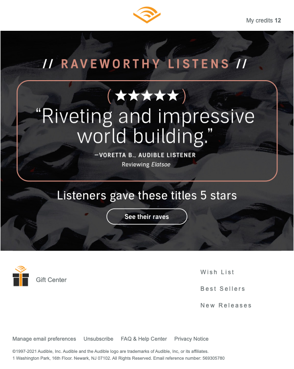 Audible reviews email campaign