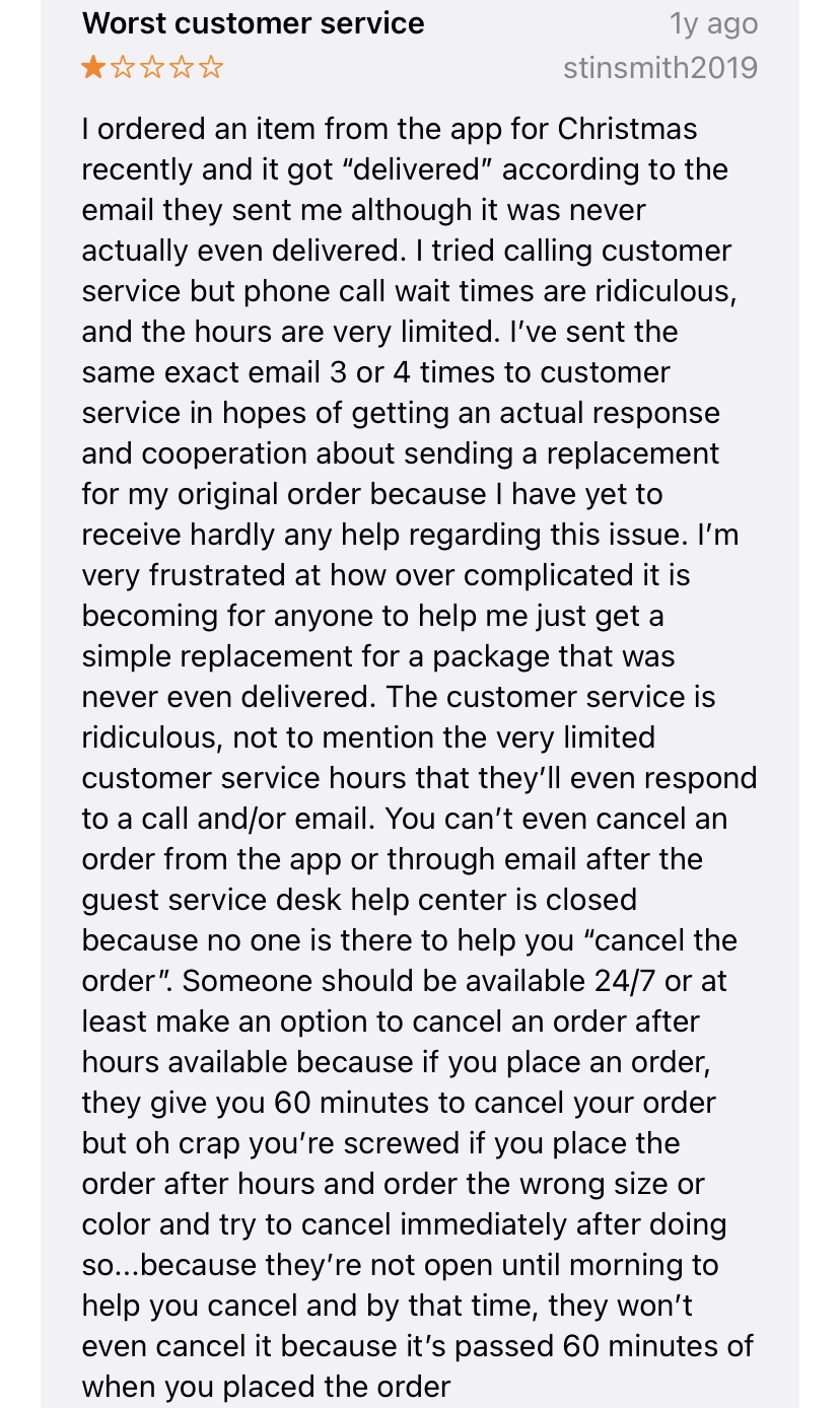 customer service app review