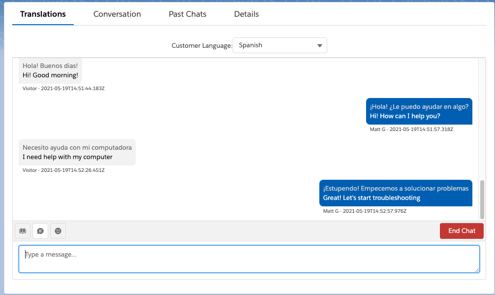 Salesforce Chat Translation