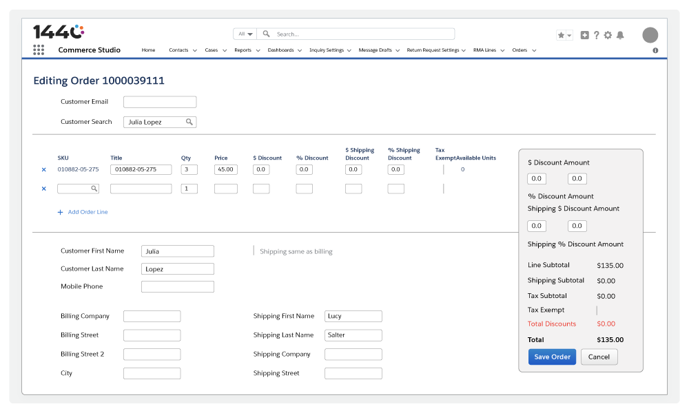 Commerce Studio - Edit Orders Salesforce