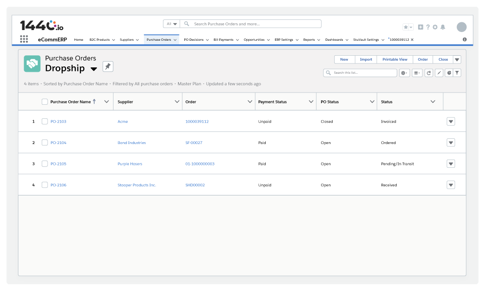 Commerce Studio - Manage Dropships Salesforce